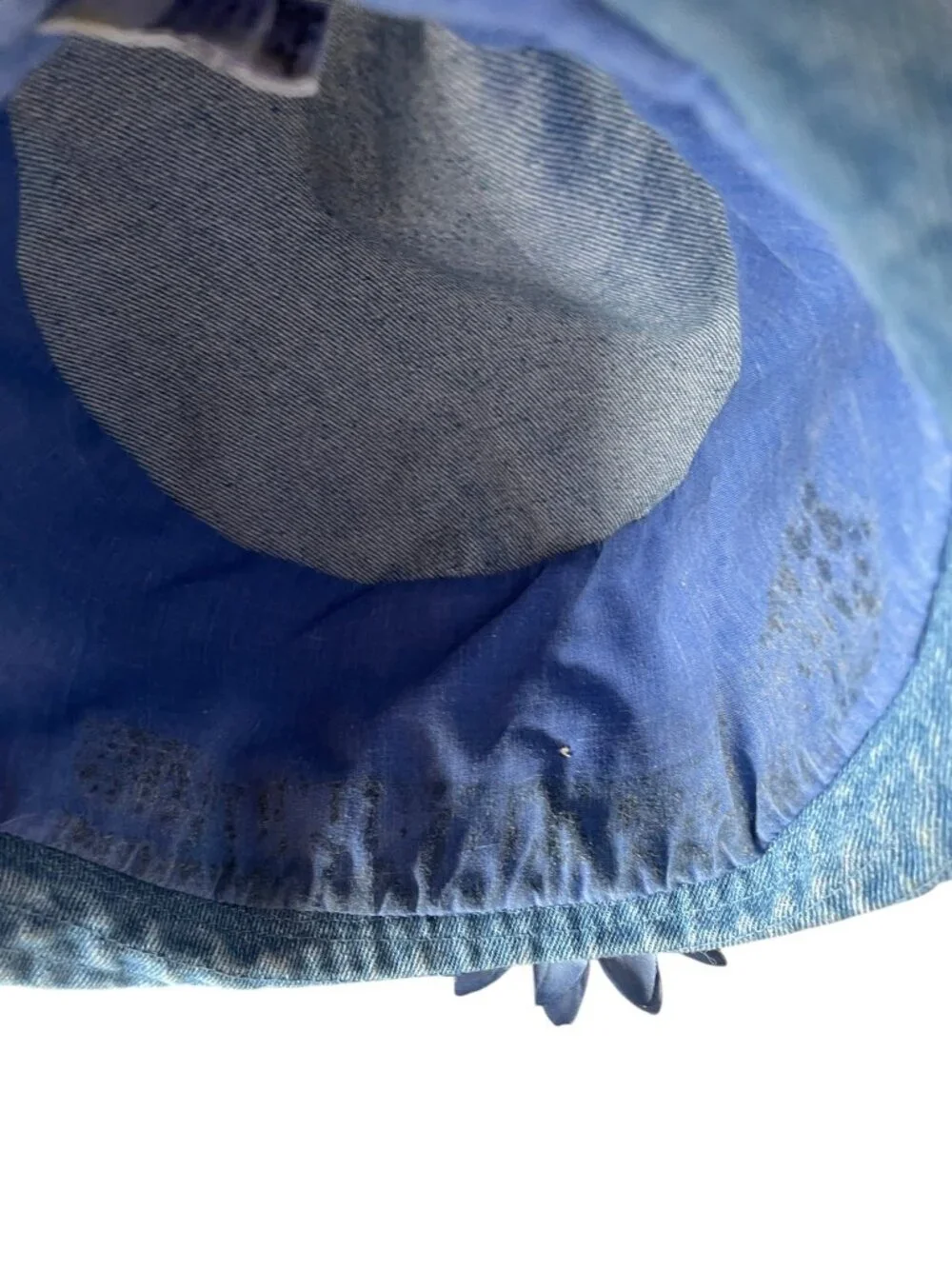 Vintage 90s Denim Bucket Hat w/ Blue Daisy Flower Accent, 100% Cotton - Picture 8 of 10